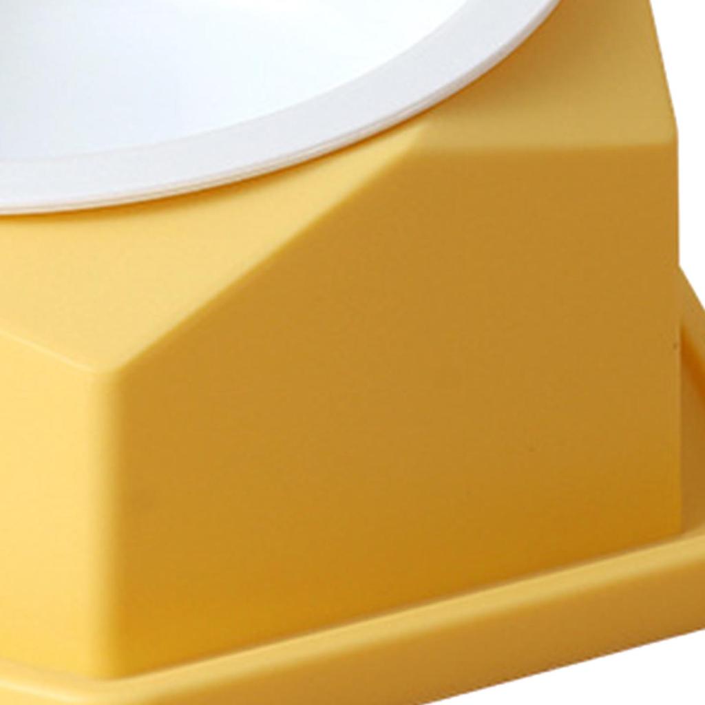Raised Cats Bowl Plastic Tilted Elevated Spill Proof Hexagonal Pet Food Bowl for Home Yellow