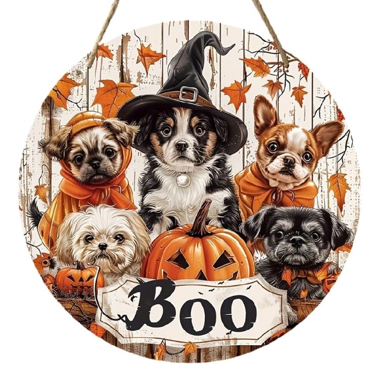 Halloween Türschild Dekoration Hängend Holz Wanddekoration Rustikal Haustür Hänger für Zuhause Zimmer Innen Außen Feiertag