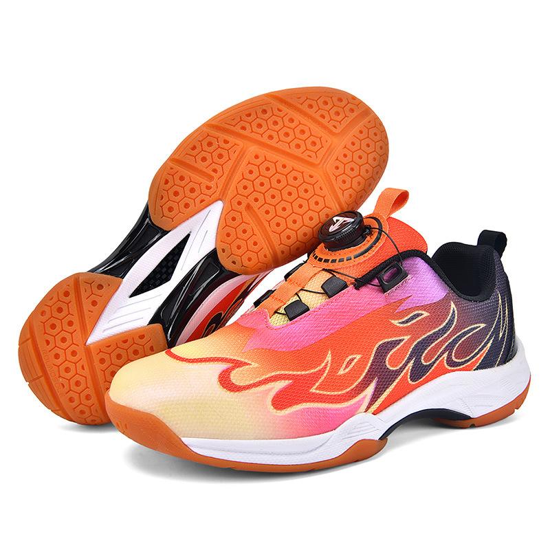 Fiberhome Children's Badminton Shoes Youth Lightweight Breathable Shock Absorption Rotating Button Table Tennis Shoes