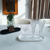 Durable Silicone Oval Storage Tray Wave Edge Decorative Vanity Storage Tray Marble Pattern Lace Oval Tray for Kitchen