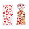 100 Stück Zellophantüten in Herzform zum Valentinstag mit Drehverschlüssen, für Feiertage, Leckereien, Schokoladentüten, Kekstüten, Geschenke