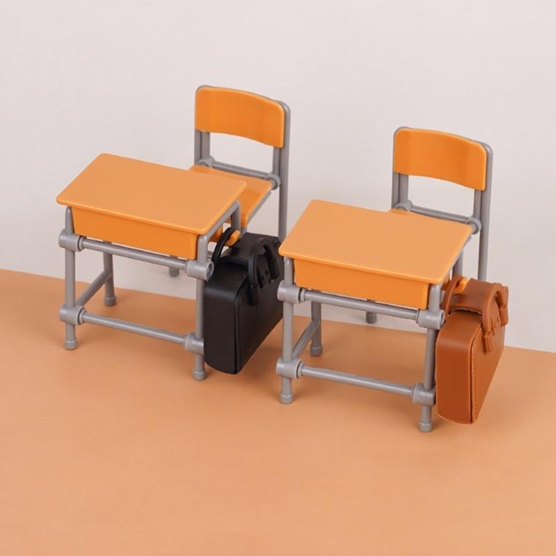Kids Role Play Miniature Desk Dollhouses Accessory High Simulation School Scene Display Decoration for Adult Collector