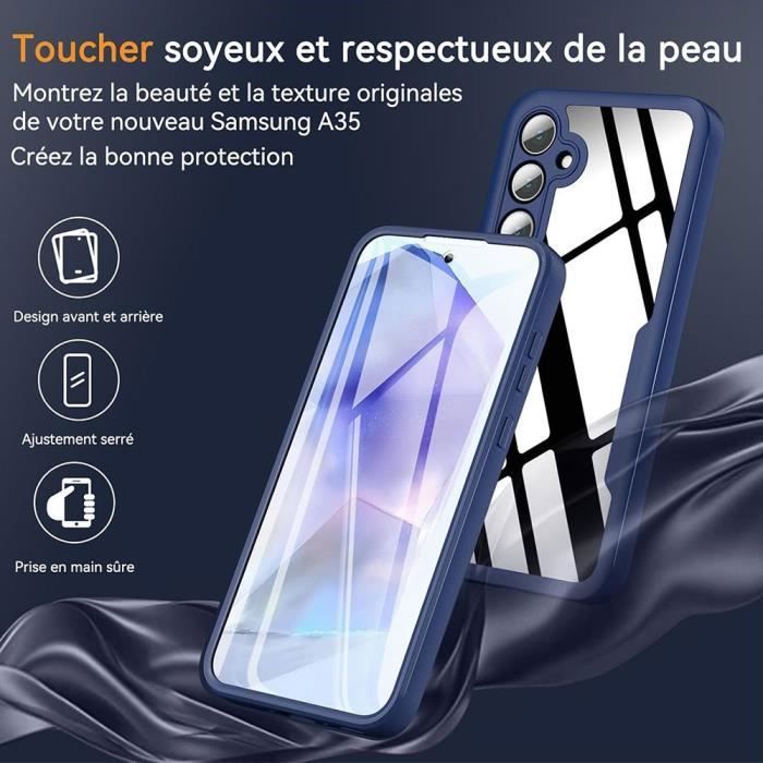 Coque 360 -BOOLING - pour Samsung Galaxy A35 5G - Protection Intégrale - Anti-Rayures - Bleu