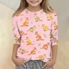 Kinder Tierdruck Rundhals Dreiviertelarm Lässiges T-Shirt Weicher Bequemer Stoff Leichtes Design Geeignet für den Alltag