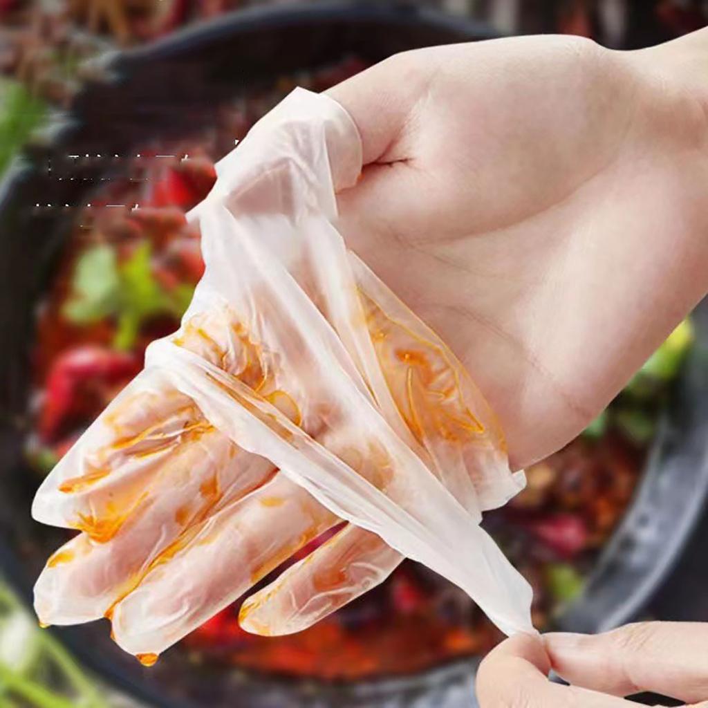 100 guantes desechables de TPE, sin polvo ni látex, aptos para limpieza de cocina y baño.
