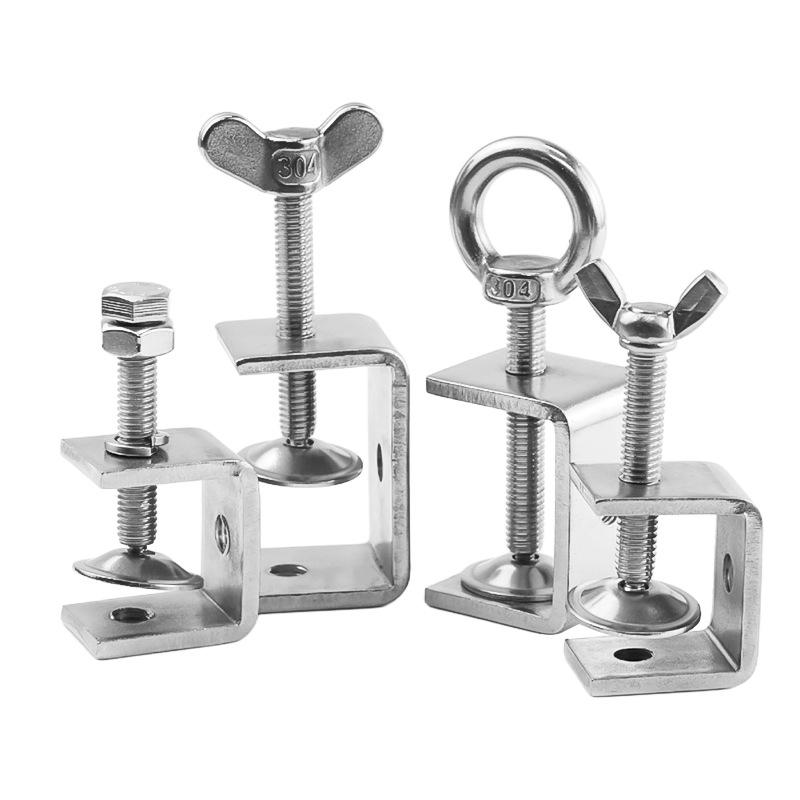 304 Stainless Steel U-Clip Pipe Fixture with Hand-Tightened Eyebolt