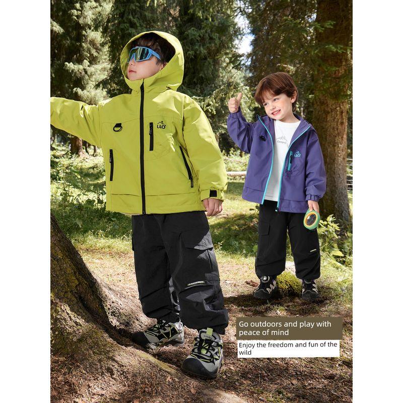 Right European Style Boys' Mountain Jacket 25 Autumn New Outdoor Style Color-Blocking Zipper Waterproof Hooded Windproof Children's Clothing