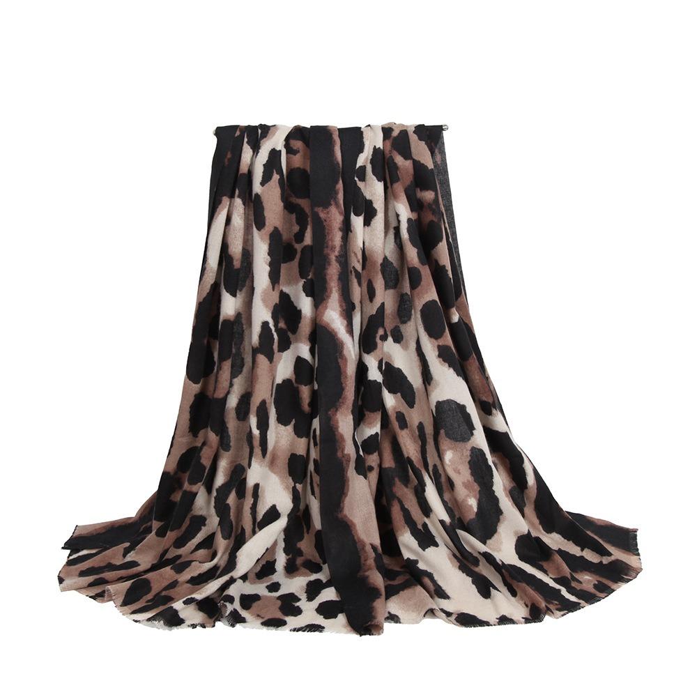 Wool Women's Shawl Leopard Print Lady Scarves Wraps Fashion Foulard Pashmina Hijabs Hijab Use