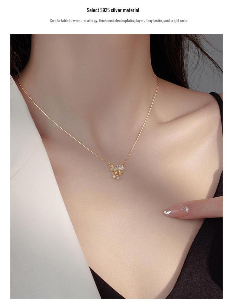 Silver Bow Star Necklace: Sweet Clavicle Chain for Women - Perfect Girlfriend Gift, 2024 Trend.
