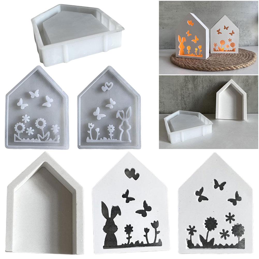 Hollow Easter Egg Rabbit Lamp Silhouette Silicone Mold Plaster Mold Epoxy Resin Casting Mold for Easter Decoration