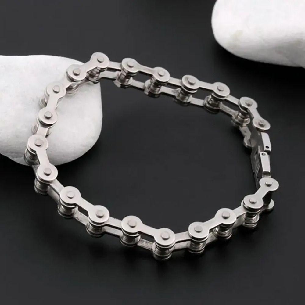 1Pcs Durable Steel Chain Bracelet Retro Fashion Men Bangle 8.5" Biker Bicycle Motorcycle Bangle Jewelry Accessory Gift