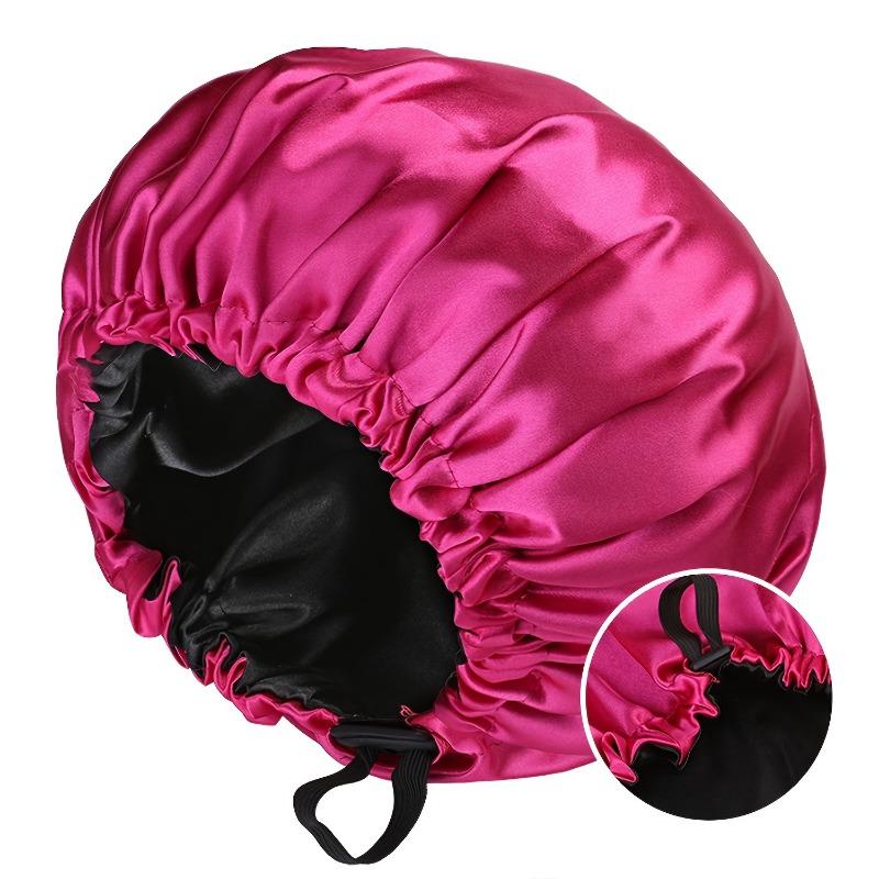 Cuffia da Notte in Raso Doppia Strato in Raso per Dormire Cuffia Regolabile per Capelli Ricci Grande Cuffia da Notte Foderata in Raso per Donne