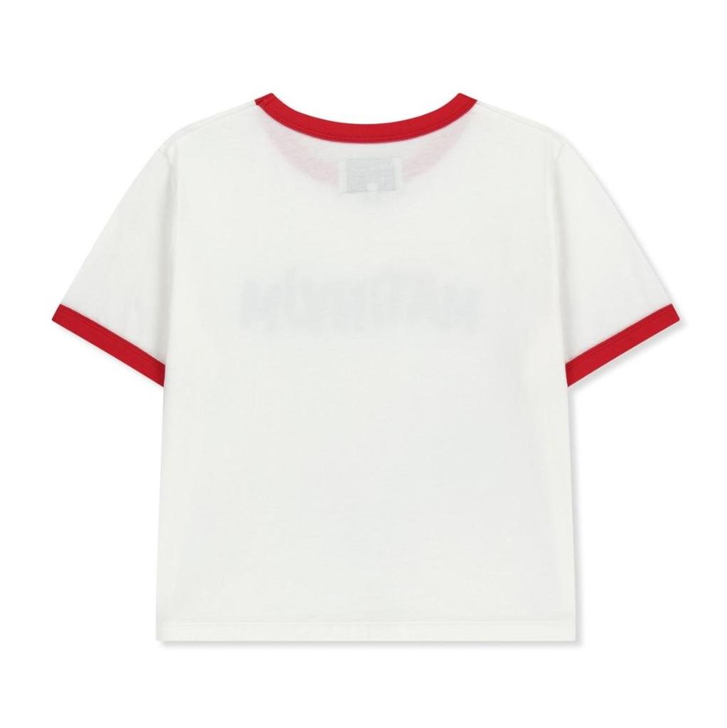 Matin Kim MATIN LOGO RINGER CROP TOP - Cream / White / Navy Aesthetic