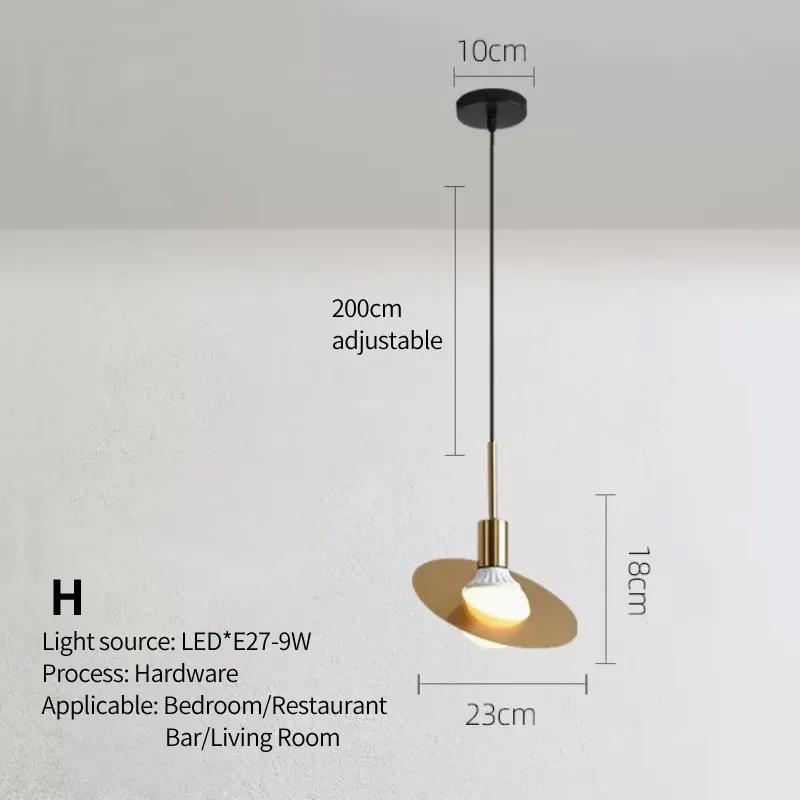Nordic single head chandelier golden small suspended lamp for home bedroom bedside bar clothing store cafe pot lid creative lamp