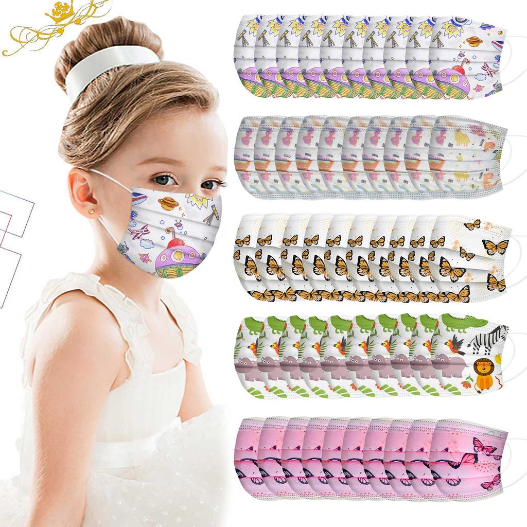 Children's Cartoon 5 Mixed Disposable Three-Layer Protective Cover 50pcs