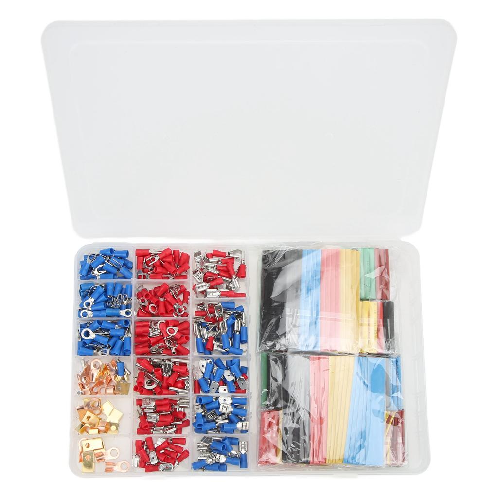 350pcs Cold Pressing Electrical Connectors Insulated Wire Crimp Terminals with 328pcs Heat Shrink Tubing for Electronics