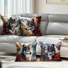 Heimdeko Herbst Wölfe in Berglandschaft Kissenbezüge Muster Kissenbezug Geeignet für Sofa Schlafzimmer Auto Kissenbezug