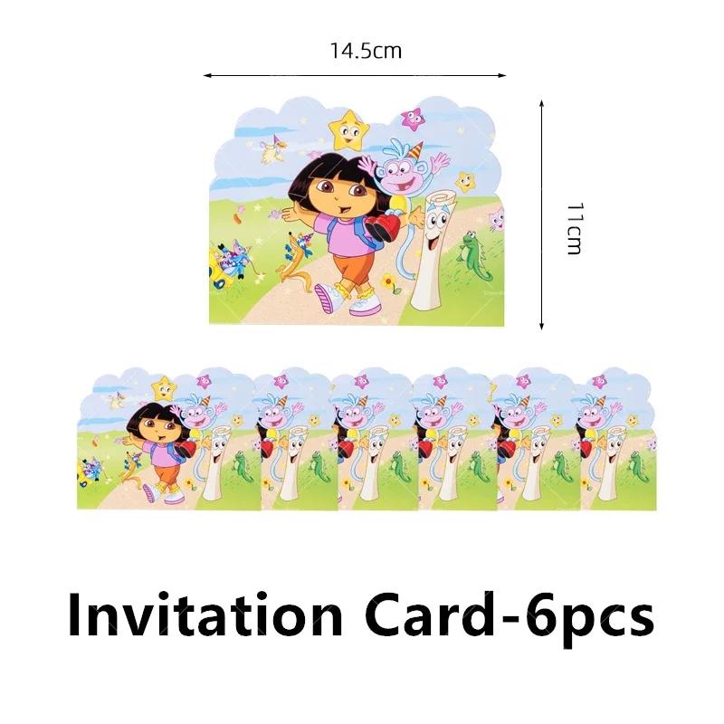 Dora Balloon Cartoon Girl Ballons Happy Birthday Banner Party Decoration Monkey Cake Topper Supplies Gift Disposable Tableware