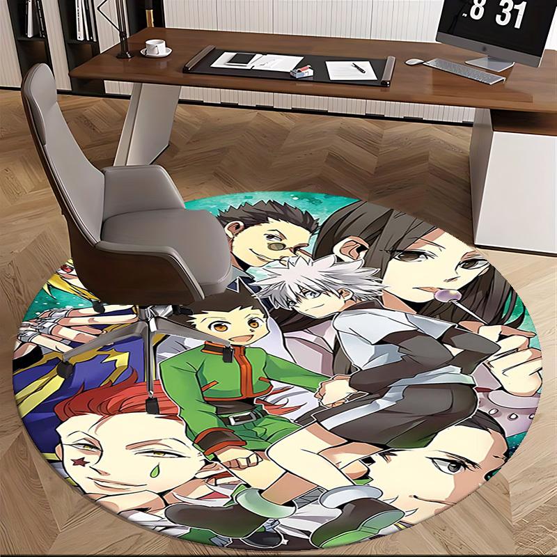 1pc Hunter X Hunter Anime Characters Round Carpet - Office Chair Mat, Non-Slip Rug for Home Decor, Living Room