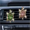 2PCS Bling Tortoise Car Air Vent Clips, Crystal Rhinestone Auto Air Conditioning Outlet Clip, Cute Turtle Car Vent Decorative Clip, Auto Interior