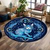 Mystical Blue Cat Design Rug Print Round Rug, Living Room, Bedroom, Playroom Carpet, Non Slip Floor Mat, Gift