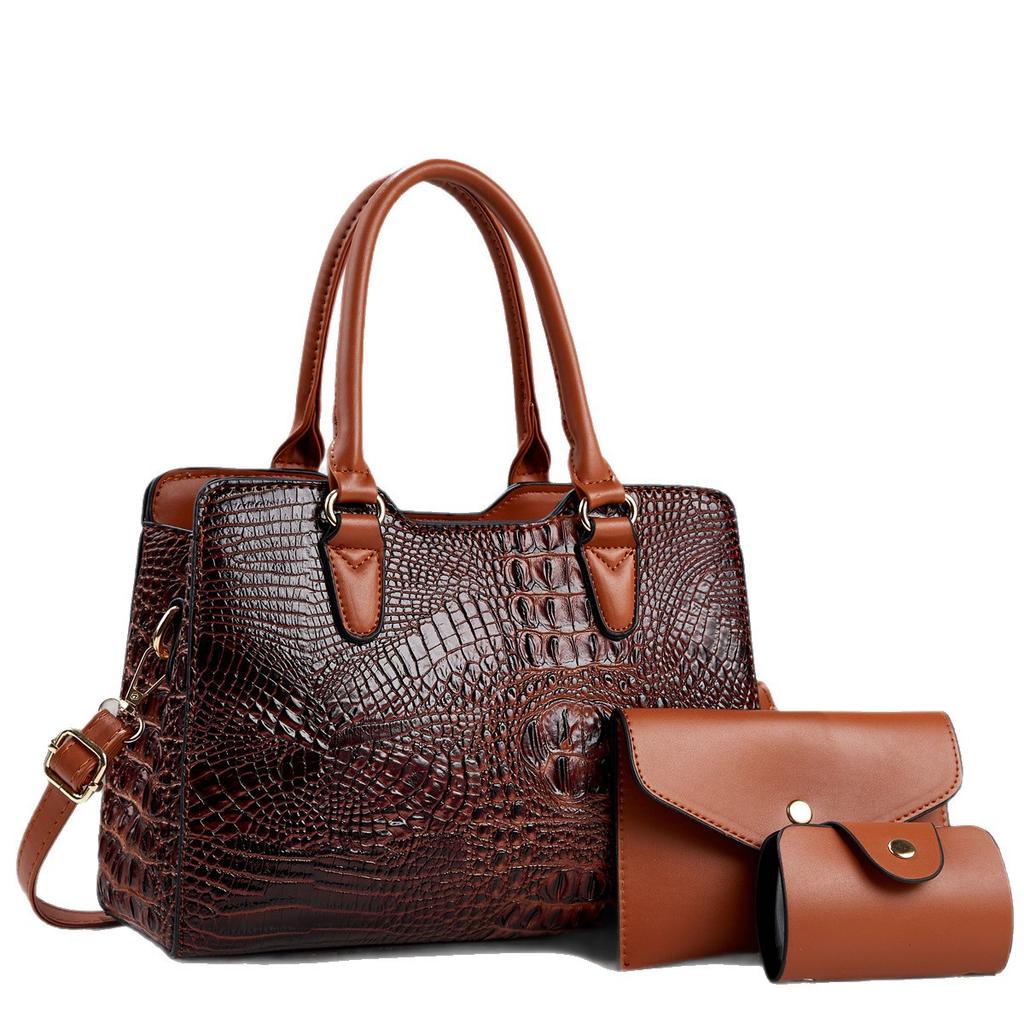 2026 New 3pcs/Set Mother-Daughter Alligator HandbagS Women's Shoulder Crossbody Bag Multi-Piece Crocodile Pattern tote bag