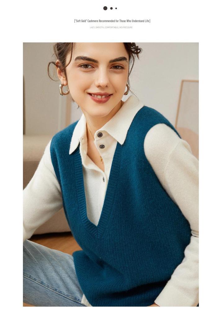 Lokasha Cashmere Women's V-Neck Seed Stitch Vest, Autumn/Winter 2026 Collection