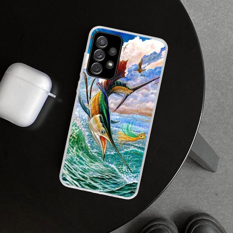 Offshore Angling Fishing Fish Rod Phone Case for Samsung Galaxy A17 A16 A26 A36 A56 A57 A37 A15 A25 A35 A55 A14 A24 A34 A54 A13