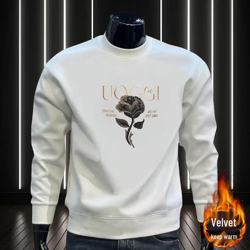 Men's Slim Fit Fleece-Lined Crew Neck Pullover Hoodie - Long Sleeve, Fashionable & Versatile