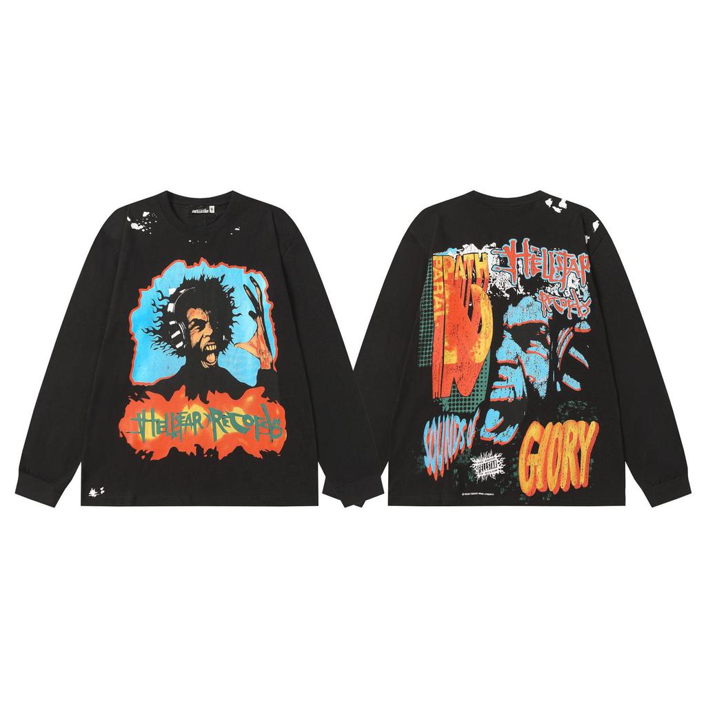 Cross 2025 Hellstar Trendy High Street Loose Long Sleeve Hoodie for Men & Women – Autumn Wear