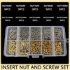 M1.4 M1.6 M2 M2.5 Brass Insert Nut and 304 Stainless Steel Screw Set Heat Hot Melt Thread Knurled Embedment Copper Nut Kit