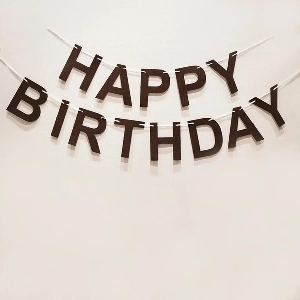 Filz-Geburtstagsbanner mit Kugel und Schnur, digitales „Happy Birthday“-Filzbanner, Partydeko für Kinder, Hängeflagge mit Blumenmuster, Babyparty-Zubehör