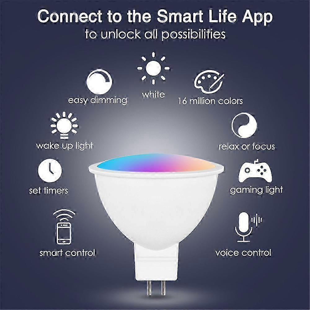 3Pcs Smart Homekit WiFi MR16 Smart LED Light Bulb 12V RGBCW Dimmable Lamp Siri Voice Control 5W Spotlighting Color Changing