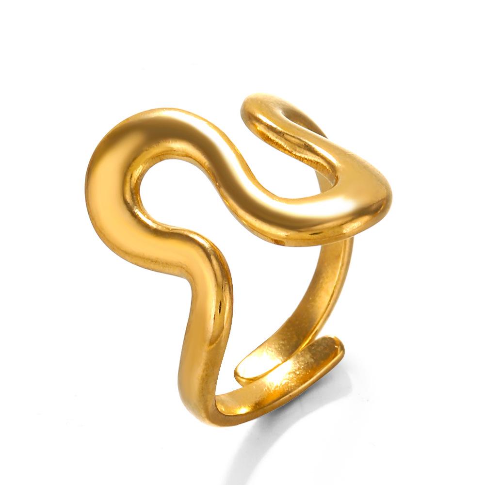 European & American Fashion Stainless Steel Irregular Open Ring for Women