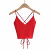 Summer New Sexy Babes Beautiful Back Cross Tie String Knitted Base Top V-neck High Waist Camisole Top Female Tide