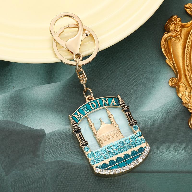 Mongolian Yurt House Alloy Rhinestone Keychain Bag Accessories Middle East Moon Festival Keyring Backpack Pendant