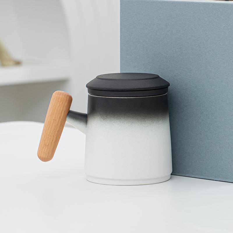 

450ml Ceramic Mug Household Water Separation Cup Office Covered Filter Cup Tea Steeping Cup Drinking Utensils Teaset Accessories 15x11.4cm 450ml