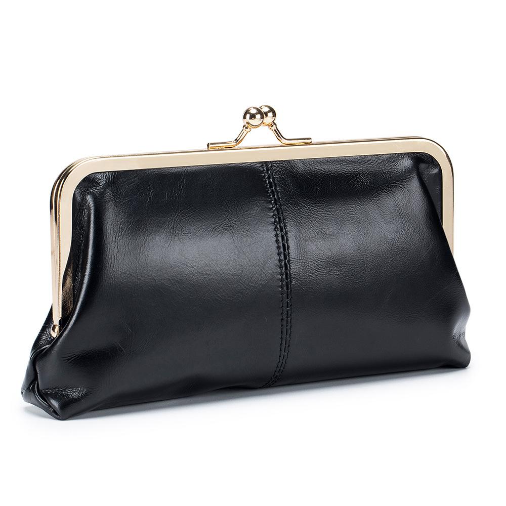 New European and American Retro Clip Bag, Long Clutch Bag Wallet, Simple Mouth Gold Storage Bag, Large-capacity Wholesale