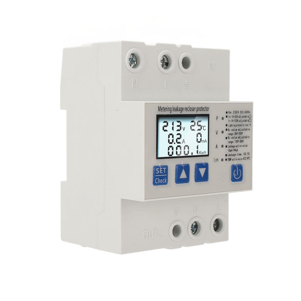 Automatischer Selbstwiederherstellender Überspannungsschutz für Stromversorgung Über-/Unterspannungsschutzgerät AC230V 1A‑63A