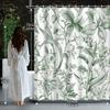 1 Pack Vintage Botanical Floral Pattern Green Elegant Floral Plant Leaf Shower Curtain, Polyester Fabric, Machine Washable