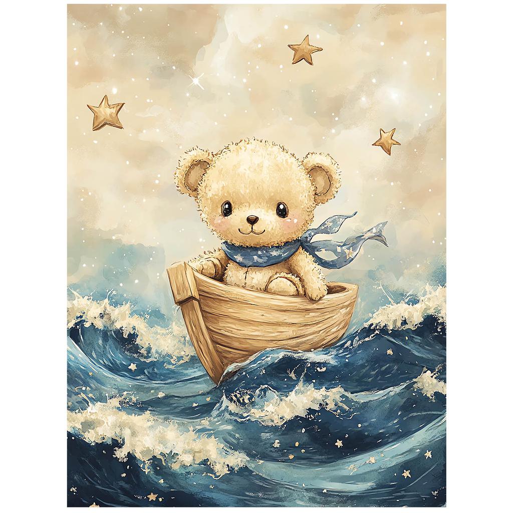 Poster Nalle i Łódź Poster Nalle i Łódź, 30X40 cm, Träram Ljus Ek, Matt Papper 230 gsm