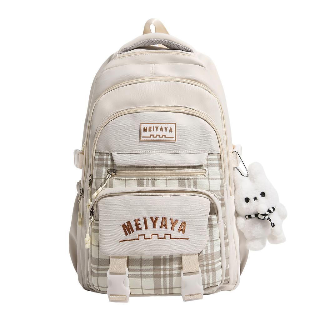 Schoolbag Junior High School Student Schoolbag Female Plaid Versatile High-value College Student Large-capacity High School Student Backpack Primary 