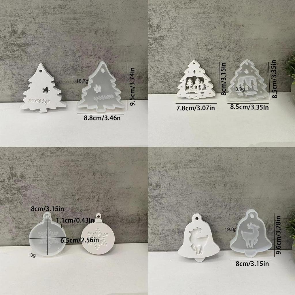 Christmas Molds Christmas Ornaments Resin Pendant Molds Snowflake Home Decor for Kitchen Window Shelf Plaster Wax Clay Fondant