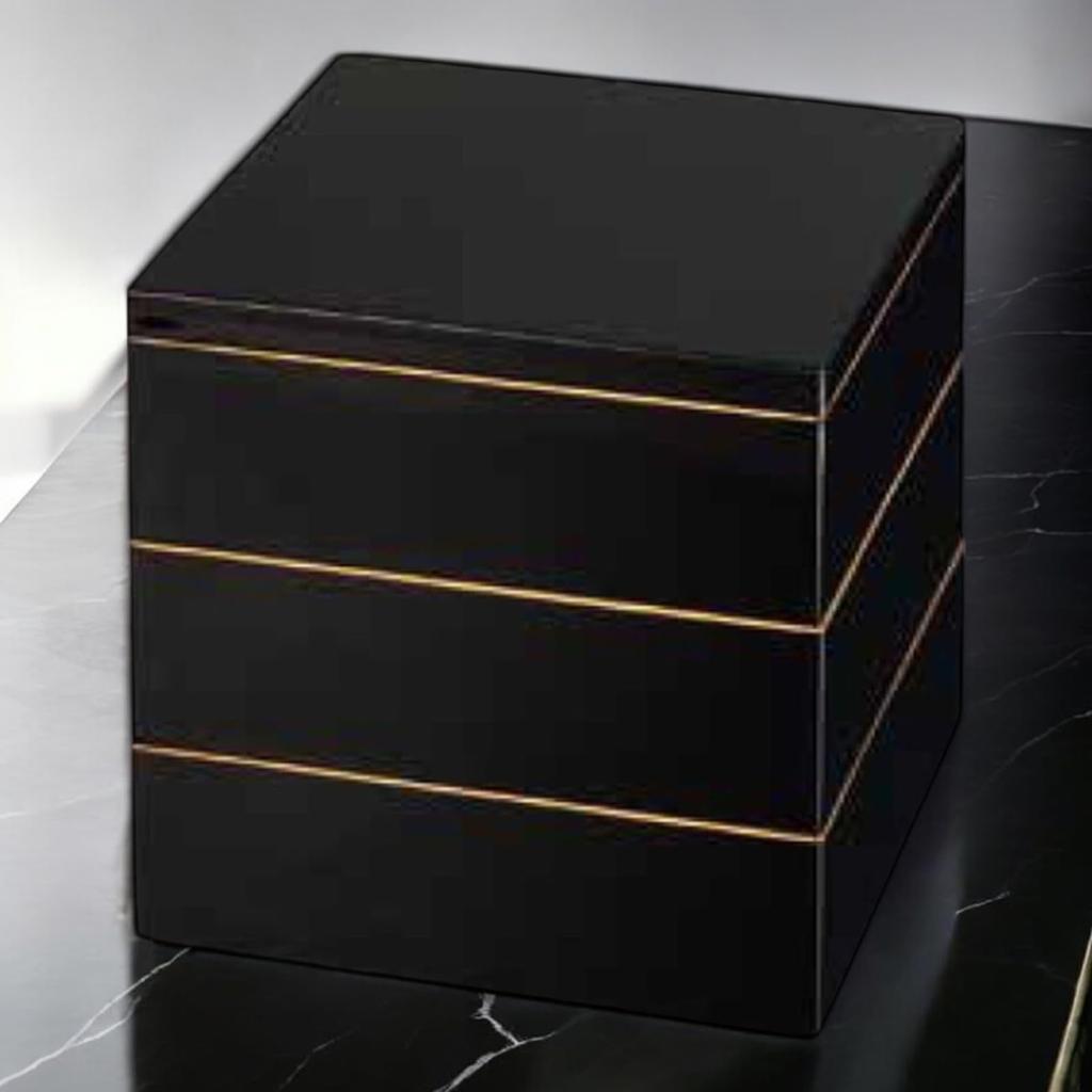 J-kitchens Lacquerware 3-Tiered Jubako Box, 6.5 Inches, Seven Lucky Bags, Black, 19cm, Resin, Made In Japan