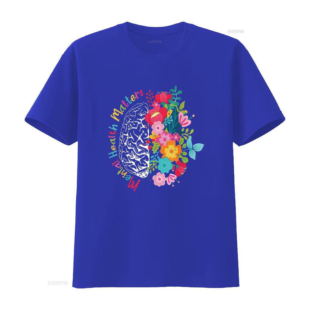 Mental Health Matters Awareness Brain Neurodiversity Emotion T Shirt vintage Washed homme Versatile Unisex fashion Comfortable