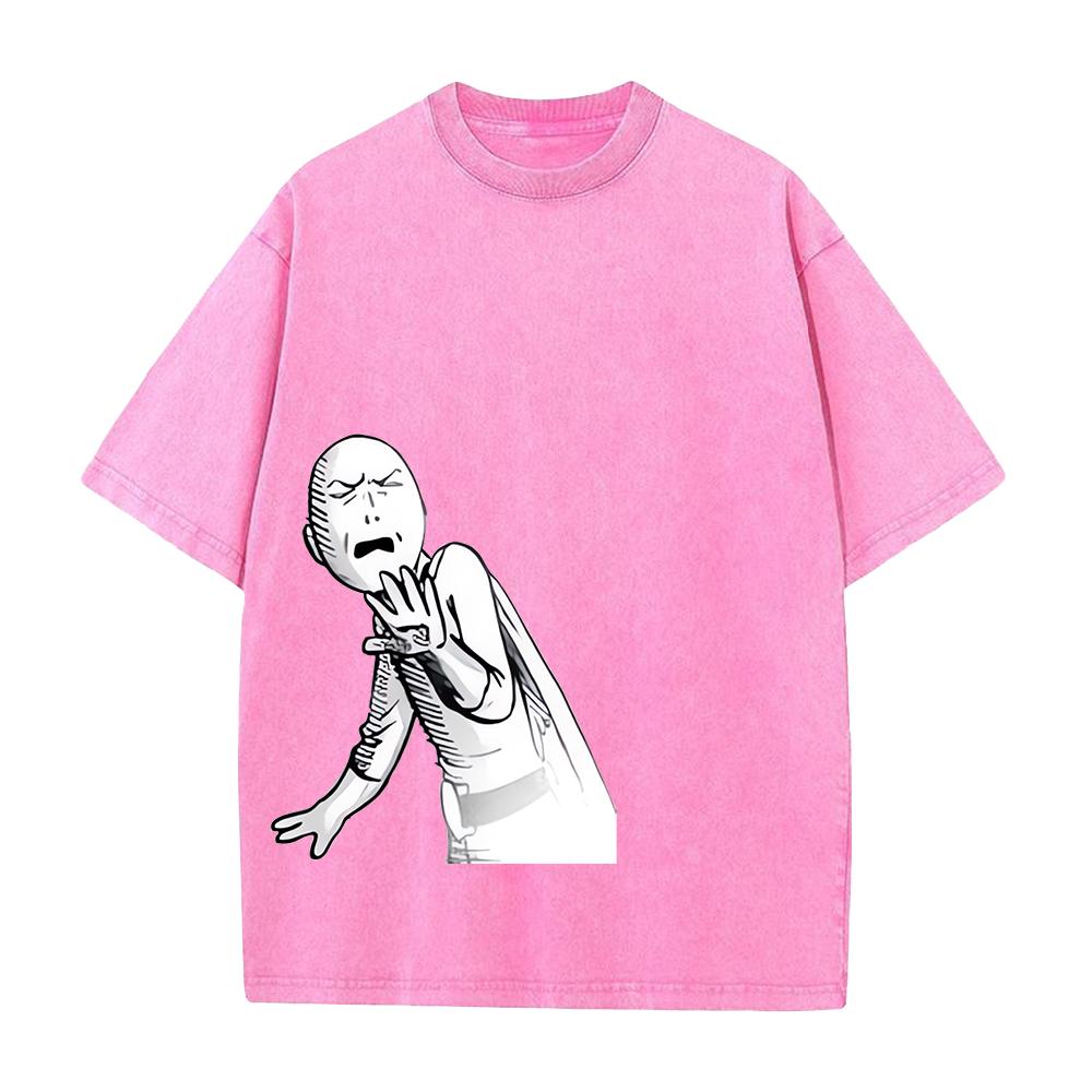 Saitama One Punch Man Funny Graphic T Shirt Men Women Cotton Tshirts Vintage Washed Tee Harajuku Male Casual Oversized T-shirt
