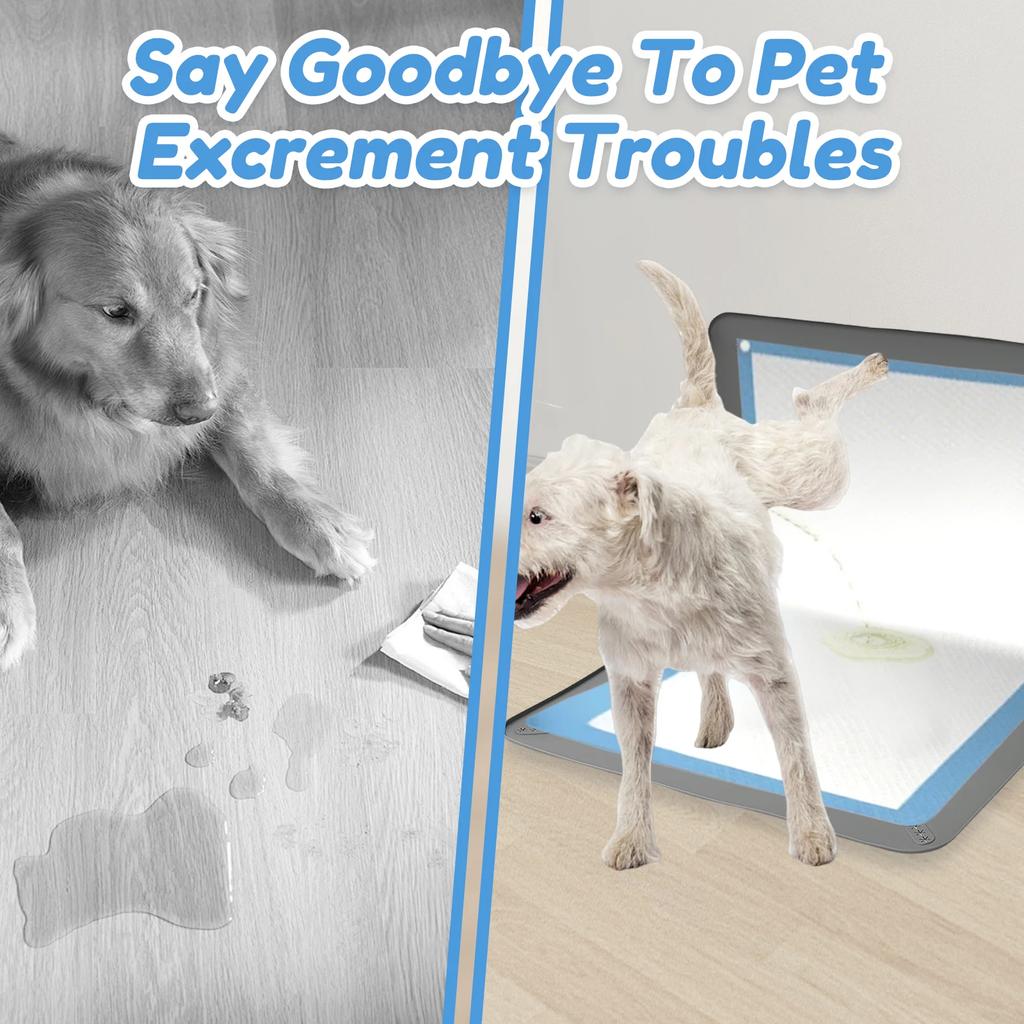 Folding Non Slip Pee Pad Holder 89.5x65CM Silicone Dog Pee Pad Holder with Snap and Raised Edge Pet Feeding Mat Pet Supplies