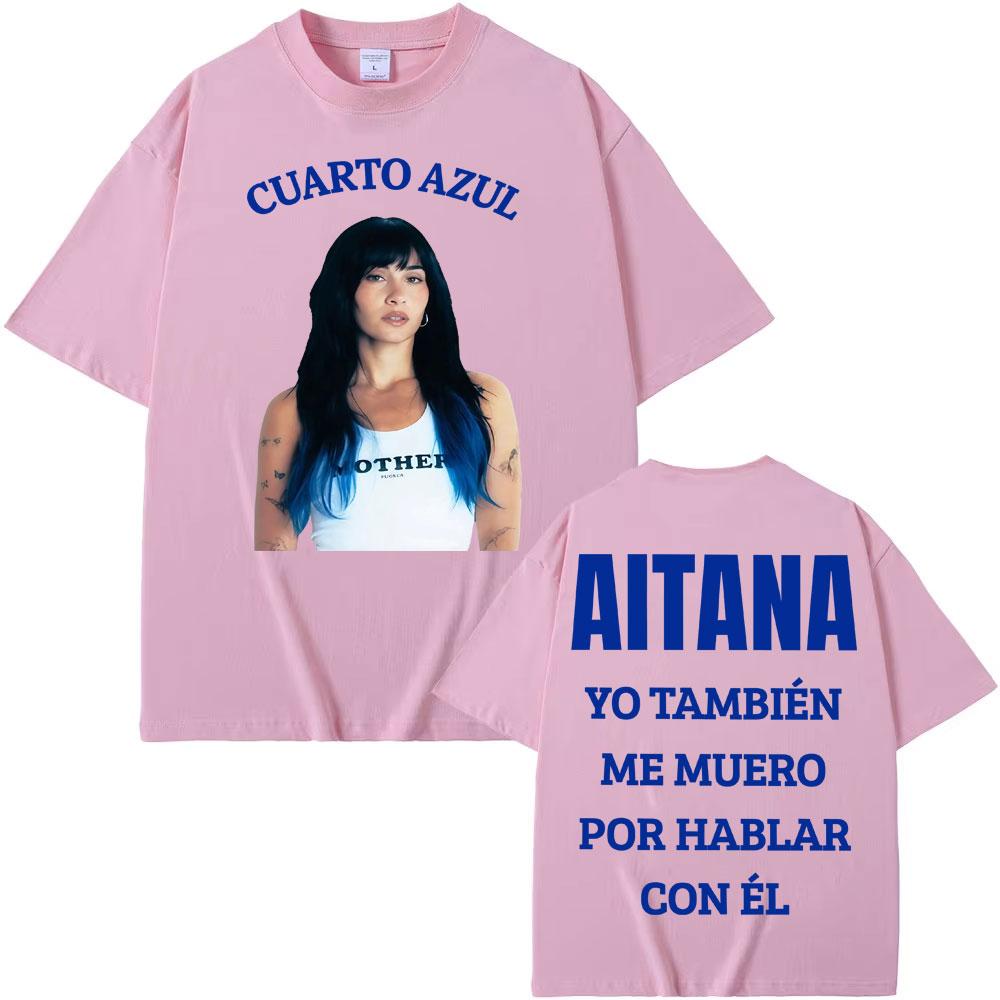 Singer Aitana Cuarto Azul 2026 Tour Graphic T-shirt Men Women Clothing Fashion Aesthetic T Shirts Cotton Loose Oversized T Shirt