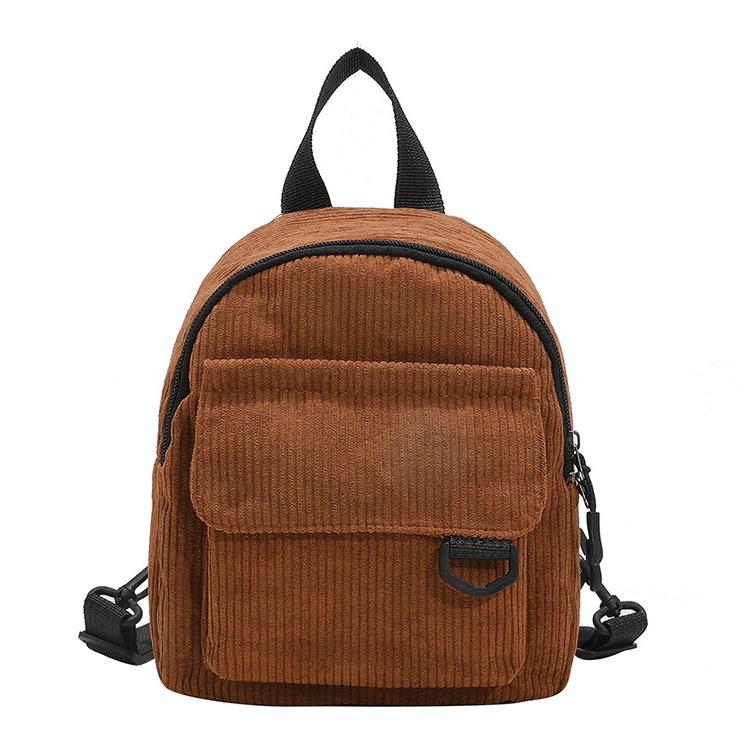 Minimalist and Versatile Striped Velvet Mini Backpack Students and Women for Leisure Travel