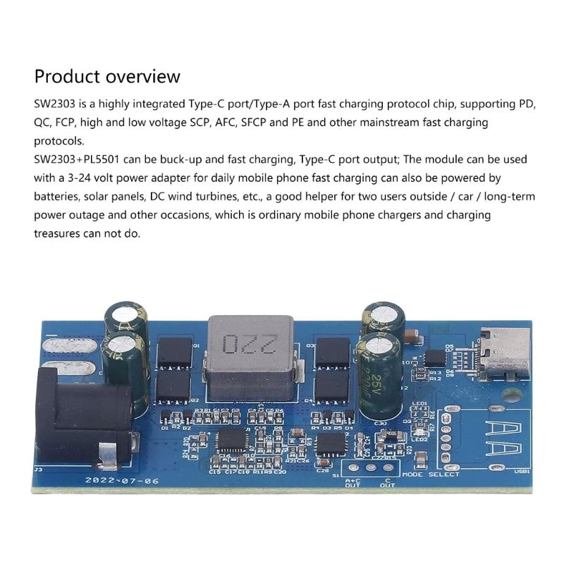 Full Protocol Fast Charging Module Converter SW2303 PL5501 100W Boost Module Type C Fast Charge Board  for Phone
